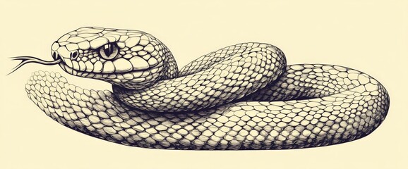 Fototapeta premium Coiled Snake Illustration