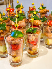 Many type of cocktail food on disk ready to eat