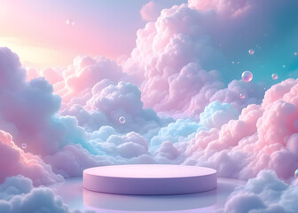 Dreamy Pink Cloud Product Display Podium Background