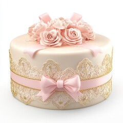 Elegant Pink Rose Wedding Cake