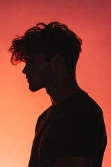 Casual male model warm pastel background