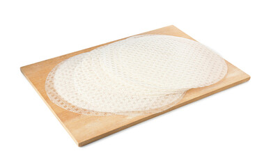Edible rice paper sheets isolated on white