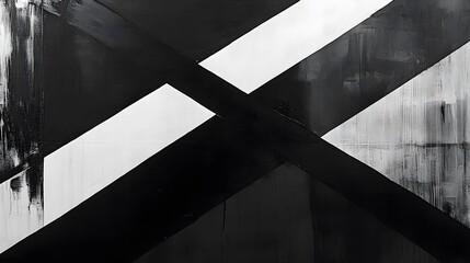 Abstract Black and White Geometric Painting Art