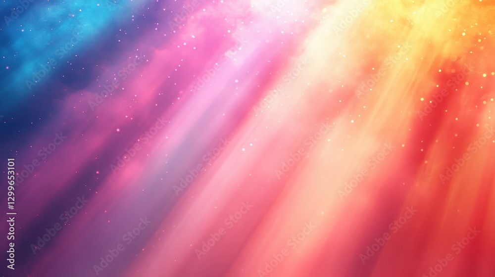 Wall mural vibrant colorful background with rays of light and sparkles for creative projects and digital art