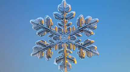 Obraz premium Detailed Snowflake on a gradient blue background