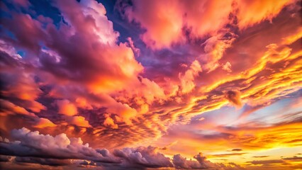 Fototapeta premium Pink Sunset Sky Macro Photography: Delicate Clouds & Golden Hour Light