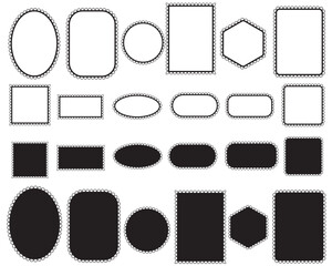 Thin Scallop Lace Frames and Borders for Greeting Cards, Wedding Invites, Scrapbooking, Birthday Cards, Invitations. Black Vector Frame Collection Set