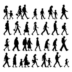 Vector illustration. Large set of silhouettes on a white background.