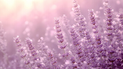 Obraz premium Lavender field bathed in sunlight