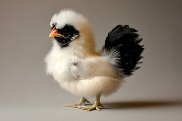 Obraz premium Miniature elegance of Serama Chicken. The King of Ornamental Chickens is the smallest chicken in the world with a majestic posture, wide chest, upright and charming tail