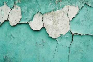 Obraz premium Cracked teal paint on old wall texture.