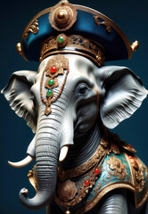 Fototapeta premium Antropomorfismo, elefante, retrato, arte, hombre elefante elegante, fantasia