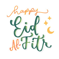 Happy eid al fitr typography lettering