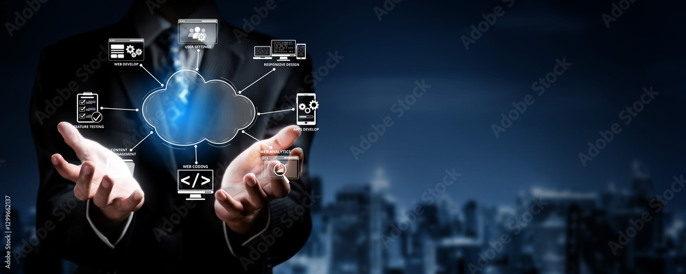 Wall mural explore innovative cloud computing solutions designed for online development and coding services, se