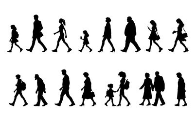 Vector illustration. Large set of silhouettes on a white background.