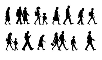 Vector illustration. Large set of silhouettes on a white background.