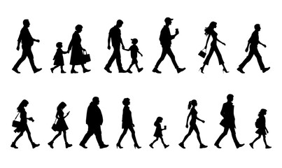 Vector illustration. Large set of silhouettes on a white background.