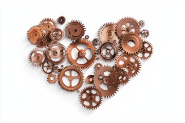 Mechanical Heart Shape Made of Various Gears and Cogs