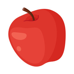 Red ripe apple, fresh garden fruit. Hand drawn food clipart. Whole fruit Flat style isolated on transparent background. Red Delicious Vector illustration