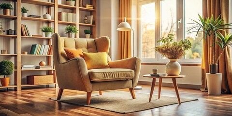Fototapeta premium Relaxed Living Room Portrait Photography: Cozy Home Interior