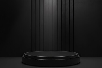 Dark minimalist podium with spotlight. (1)