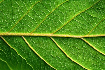 Obraz premium Detailed foliage texture vibrant green leaf veins visible in organic pattern close up plant photograph