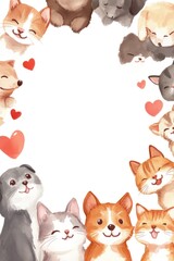 Obraz premium Cute pet animals frame with blank space.