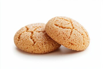 Delicious sugared ginger cookies stacked on a white backdrop perfect for dessert photography