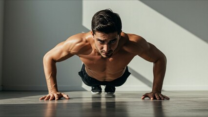 Obraz premium Push-up workout with natural lighting
