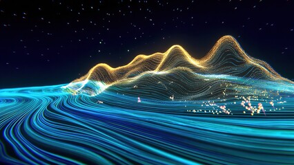 Sonic Landscape Symbiosis: Interactive Soundwave Topography and Bioluminescent Feedback System, Eco-Tech Art and Immersive Acoustic Ecology Concept