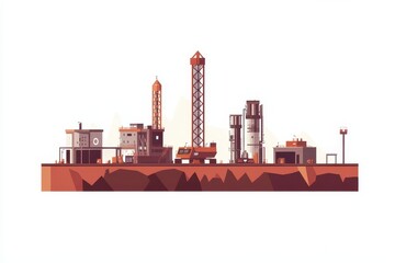 Obraz premium Modern Industrial Oil Extraction Platform in a Minimalistic Style