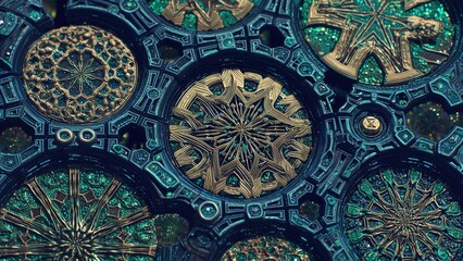 Microscopic Maximalism: Baroque Microbial Colonies and Quantum-Entangled Ornamentation, Bioluminescent Opulence and Nanoscale Civilization Concept