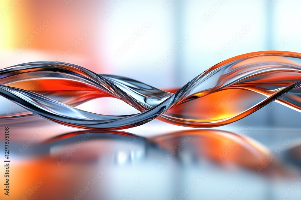 Poster curved glass sculpture reflecting gradient color blend artistic backdrop elegant wave motion design 