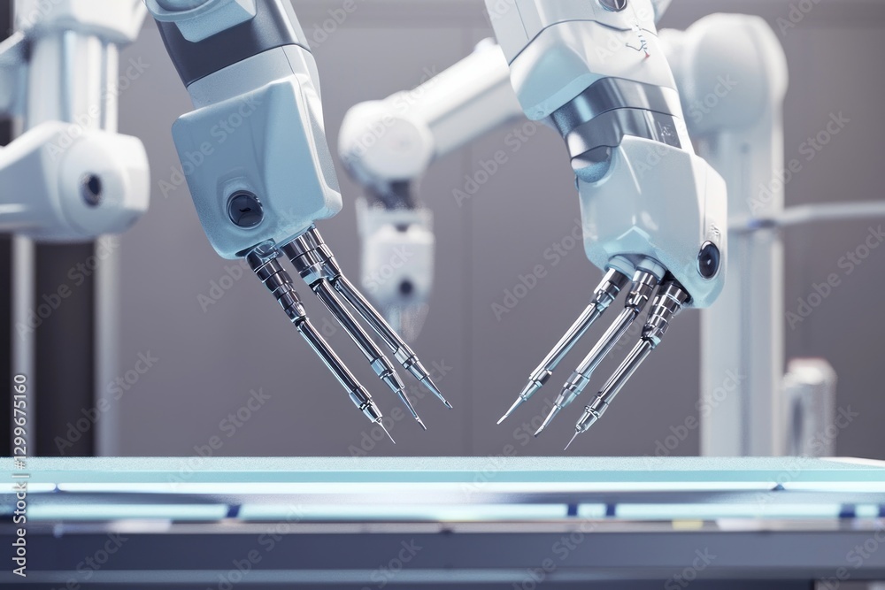 Poster advanced robotic arms precise manufacturing automated process innovation healthcare system modern in
