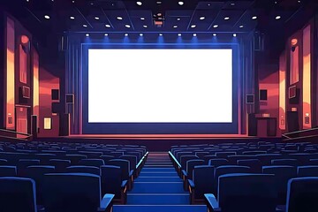 Obraz premium Interior view of a cinema theater with a large screen