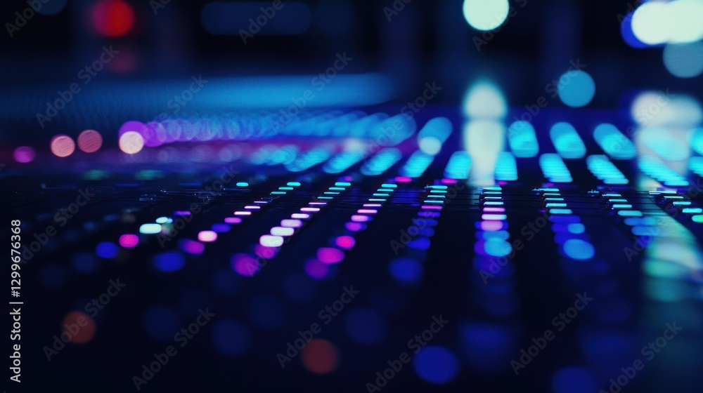 Leinwandbilder Abstract technology network communication background with futuristic digital surface and vibrant color