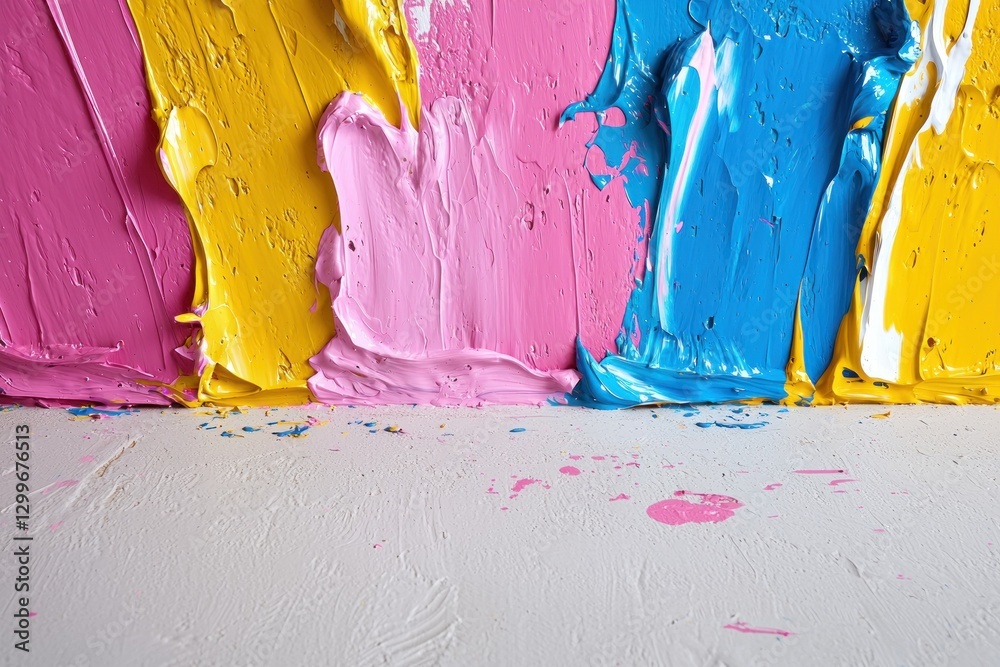 Poster palette of colorful thick paint strokes in abstract artwork featuring artistic texture and vivid col