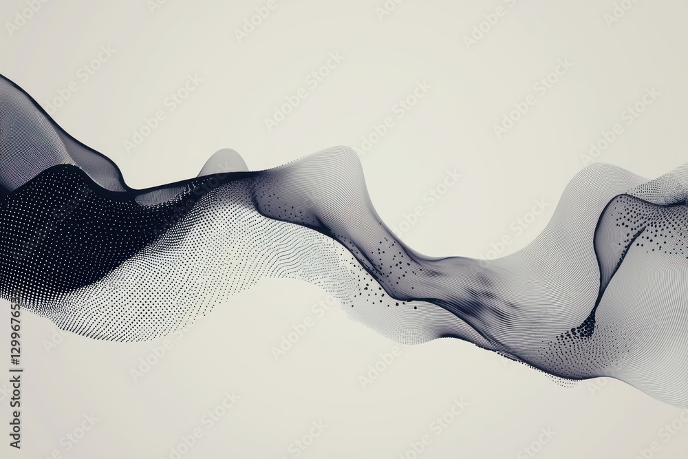 Aufkleber Digital Smoke Wave of Particle Mesh Network Elegant Modern Background Visual Arts Presentation