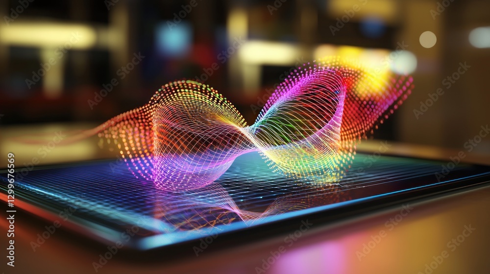 Poster Colorful digital design on tablet screen creating vibrant and innovative visual experience luminous backdrop