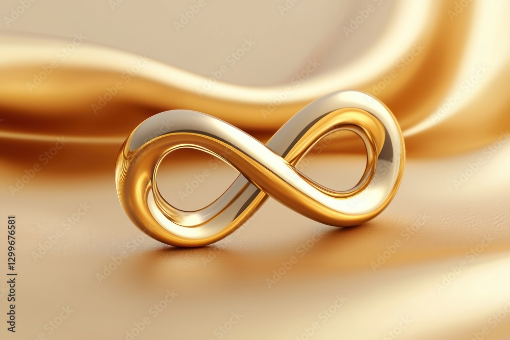 Aufkleber golden infinity loop symbol on satin background creates timeless connection and endless possibilitie