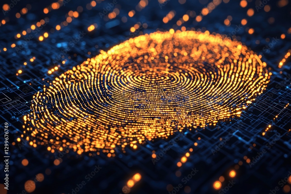 Poster Security access through digital fingerprint scan on network  cyber system technology background