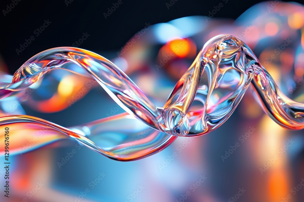 Poster abstract chromatic wave captivating glass formations with luminous fluid flow and transparent moveme
