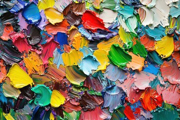 Vibrant palette knife strokes create a rich texture with colorful abstract art background for creative work
