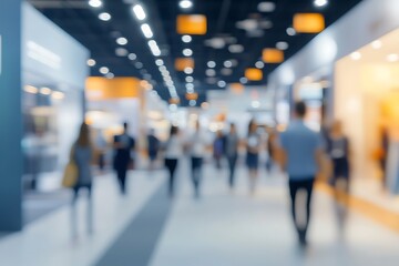 Blurred Image of People Walking Inside a Large Building