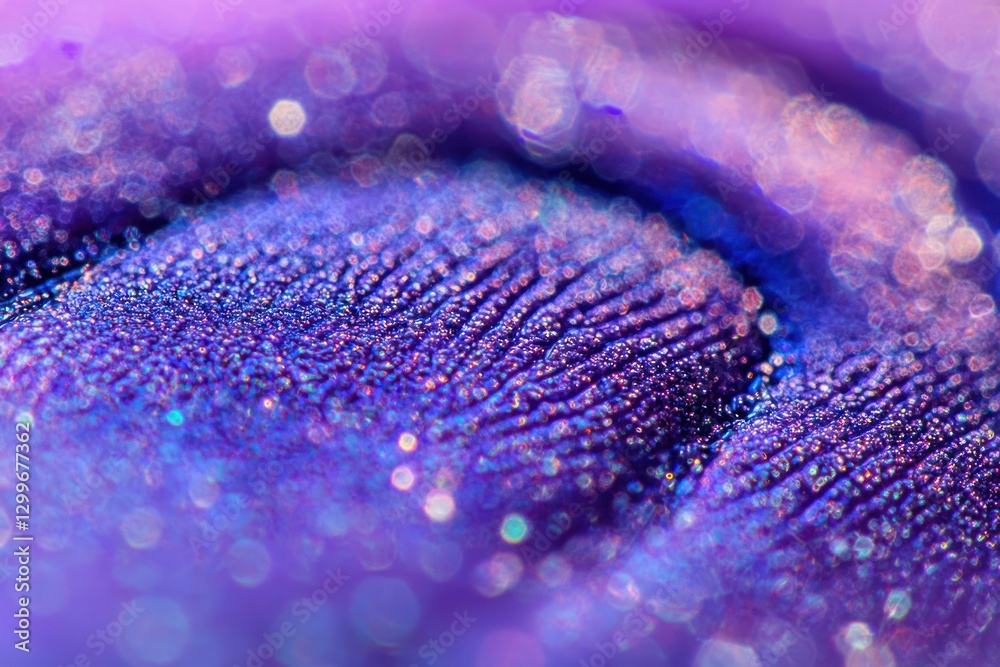 Poster Ethereal Abstract Macro Photography Capturing the Delicate Texture and Sparkling Iridescence with Gentle Purple Hues
