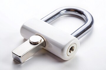 Secure Bicycle Lock, White Background Stock Photo - Isolated Bike Lock Image