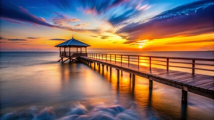 Obraz premium Serene Evening Seaside Meditation: Coastal Calm and Tranquility