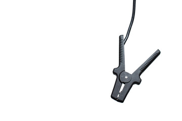 Close up of jumper cable (minus pole), studio, white background. Copy space. 
