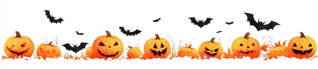 Fototapeta premium Halloween Pumpkins and Bats Design