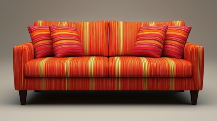 Comfortable couch featuring a striped pattern in soft tones perfectly positioned in a modern living room setting